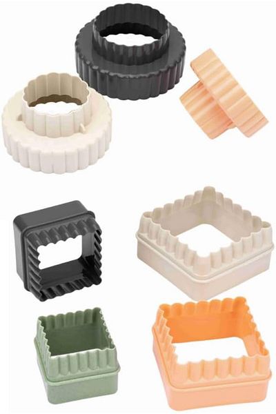 STOREMAX Jvnnastore 7 Piece Serrated Square and Round Cookie Mold Set Shaped Dough Cutter (1) 6