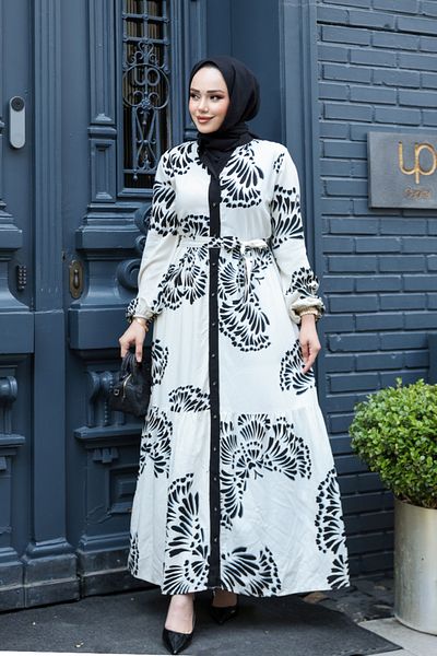 N.S NEVA STYLE Patterned Black Hijab Dress 239201S