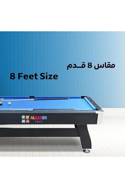 ALBADER طاولة بلياردو بطول 8 أقدام، طاولة بلياردو مع عصاتي بلياردو، مجموعة كرات، رف، طاولة ألعاب