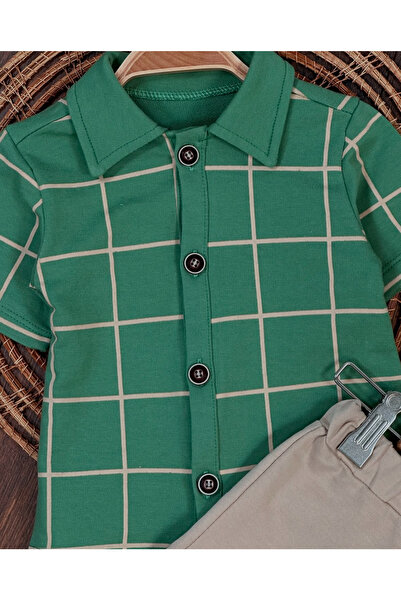 bebicix Plaid Front Buttoned Summer Baby Boy Set