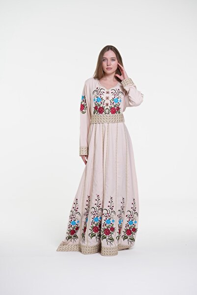 al bent al sharqieh Ladies Printed Jalabiya - Full-Sleeve crepe Dress with be...
