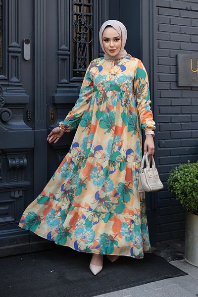 N.S NEVA STYLE Φόρεμα Hijab με μοτίβο λουλουδιών 22056BS