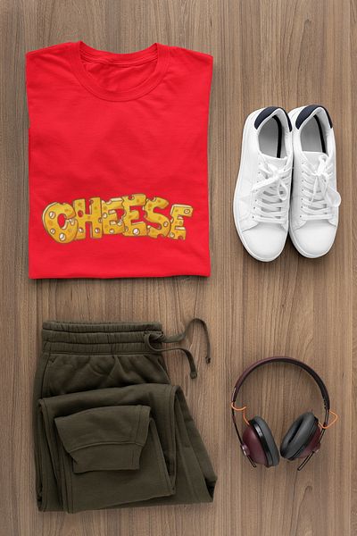 MAGORS Cheese Printed Circle Neck Cotton Oversize Short Sleeve Women's and Men's Tshirt