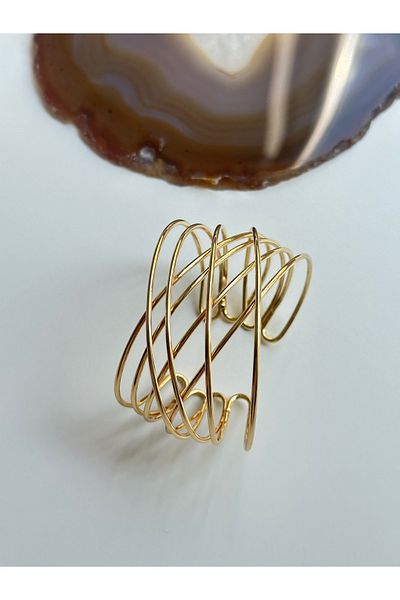 YOUES JEWELRY Thick Handcuff Bracelet Adjustable Wristband Unisex Gold Women's Handcuffs