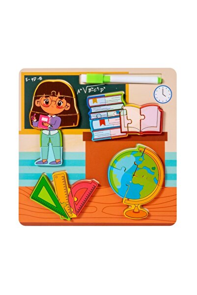 tutobaby Montessori Yazı Tahtalı ve Kalemli 3D Eğitici Öğretici Ahşap Meslek ...