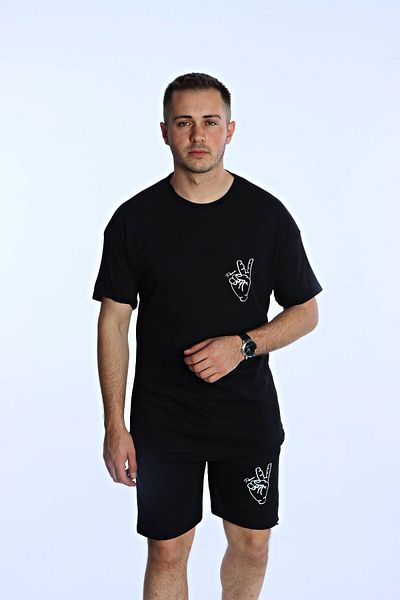 eg38 Peace Printed Shorts Set Black