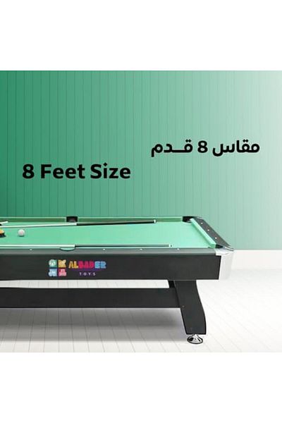 ALBADER طاولة بلياردو بطول 8 أقدام، طاولة بلياردو مع عصاتي بلياردو، مجموعة كرات، رف، طاولة ألعاب