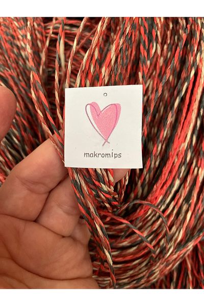 Makromİps Luxury Premium Silvery Ebruli Paper Thread 2 mm 50 Gr Hand Knitting Thread Kraft Hobby Packaging Decoration Multi-Purpose