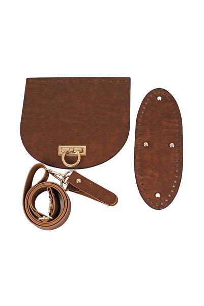 Ritzz طقم حقيبة كروس جلدية (مع جهاز ذهبي) - تان