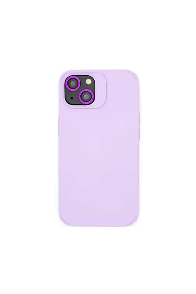 OEM Carcasă din silicon catifelat pentru iPhone 15 cu set de protecție din sticlă pentru cameră inclus - Mov