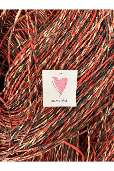 Makromİps Luxury Premium Silvery Ebruli Paper Thread 2 mm 50 Gr Hand Knitting Thread Kraft Hobby Packaging Decoration Multi-Purpose