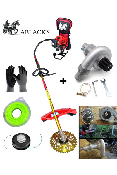 ABLACKS Benzinli Sırt Tırpan + Su Kaldırma Pompası Aparatı Çim Biçme Motoru