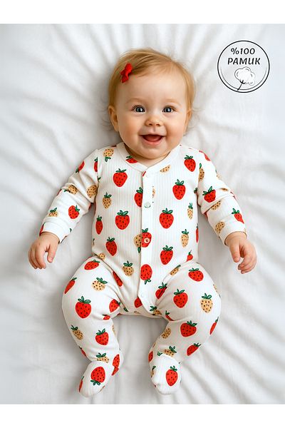 GizaKids 100% Cotton Baby Girl Booties Jumpsuit