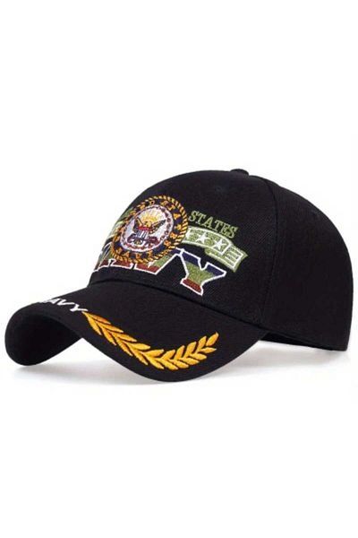 kho military design Us Navy Embroidered Black Color Hat Unisex (Adjustable)