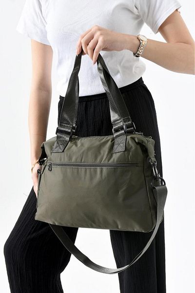 Baginn Geantă de umăr pentru femei din țesătură parașută Geantă de umăr cu curele încrucișate 30*25 cm 6 față 2 laterale 1 buzunar spate