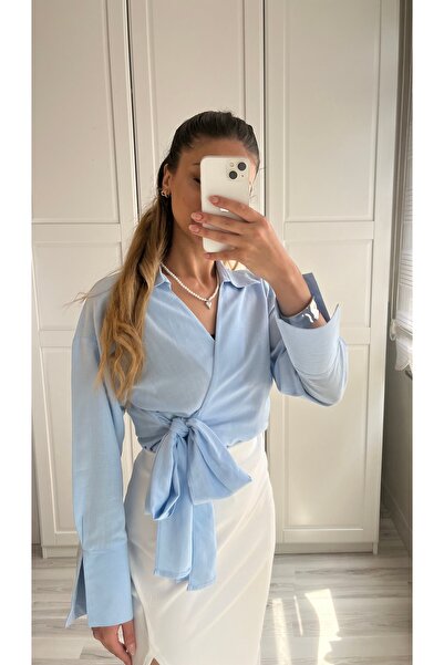 Butik Kryvaze bağlamalı duble manşet gömlek