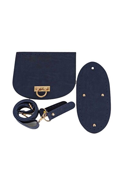 Ritzz Set de genți din piele încrucișată (CU APARAT DE AUR) - Albastru închis