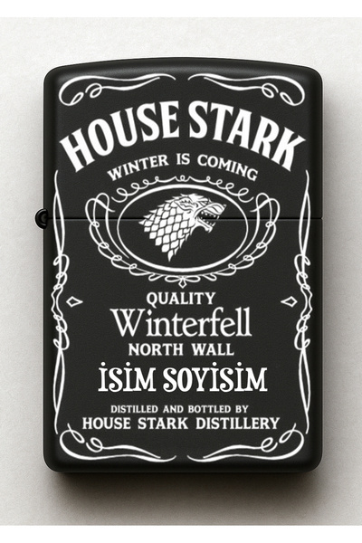 Melek Pazarı House Stark GOT Desenli Kişiye Özel İsimli Siyah Benzinli Metal ...
