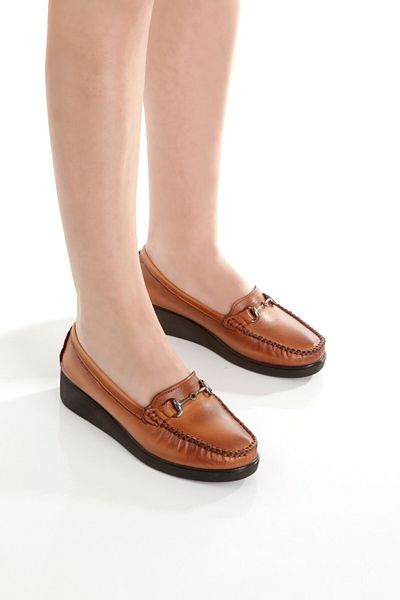 Modabuymus Taap Tan Color Genuine Leather Anatomical Velcro Lightweight Comfortable Young Mother Shoes