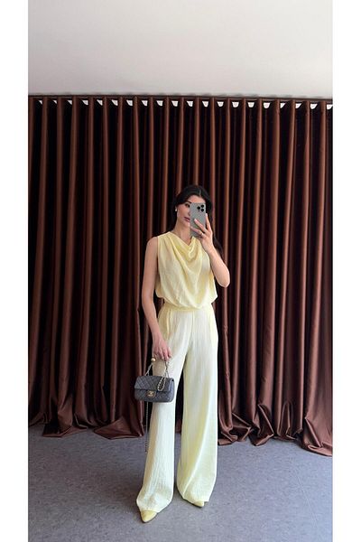 HAZELANNA Degaje Collar Yellow Suit