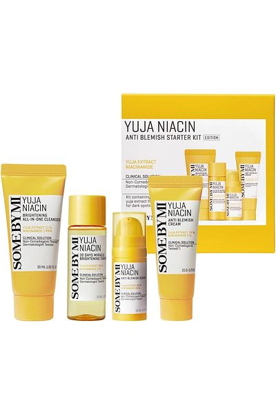 Some By Mi Yuja Niacin Anti-Blemish Starter Kit | Set of 4 Travel Kit | Includes Toner 30ml + Serum