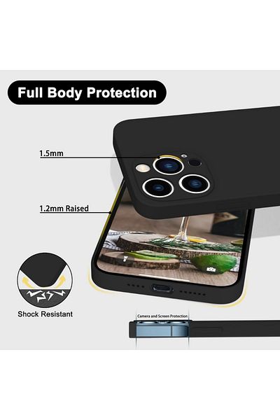 OEM Case for Iphone 13 PRO MAX made of silicone with microfiber interior and camera protection - Black