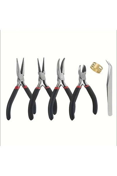 yiğit aksesuar 6 Types of Pliers , Side Chisel , Curved Tip and Straight Long Tip Pliers, Tweezers and Ring Necklace Bracelet