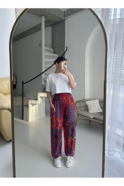 Pullaps Etnik Desenli Şalvar Pantolon