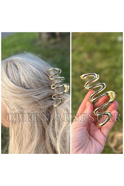 QUEEN AKSESUAR Luxury Trend Curve Fashion Big Large Metal Sprial Auger Bow Model Gold Gold Snap Buckle