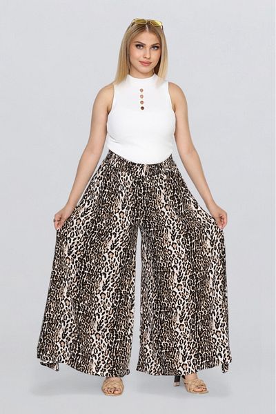 SOSYETE AVM Women's Elastic Waist Patterned Pocket Skirt Trousers
