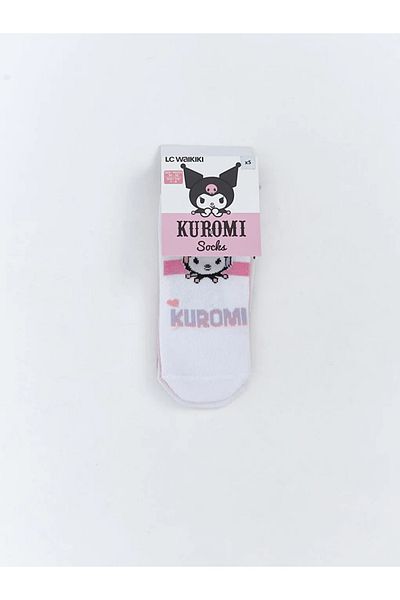 LC Waikiki LCW Kids Șosete pentru fetițe cu model Kuromi alb 5 buc