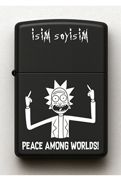 Melek Pazarı Rick and Morty Peace Among Worlds Desenli Kişiye Özel İsimli Siy...