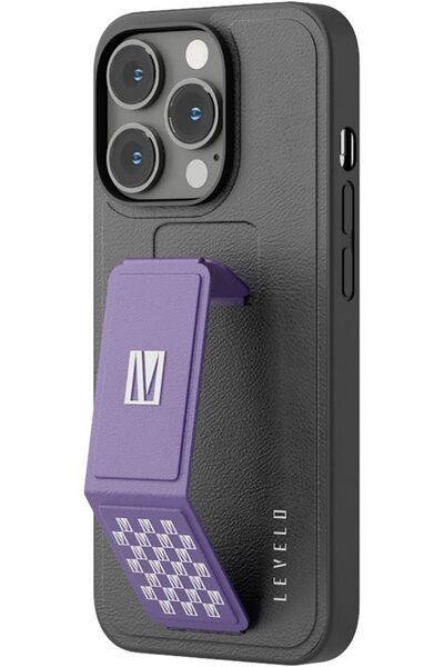 Levelo جراب جلدي واقي لجهاز iPhone 14 Pro (6.1 بوصة) - بنفسجي غامق