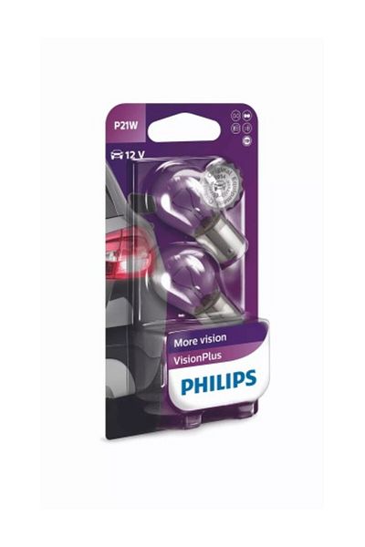 Philips Set of 2 Bulbs P21W 12v Ba15s Vision Plus Philips