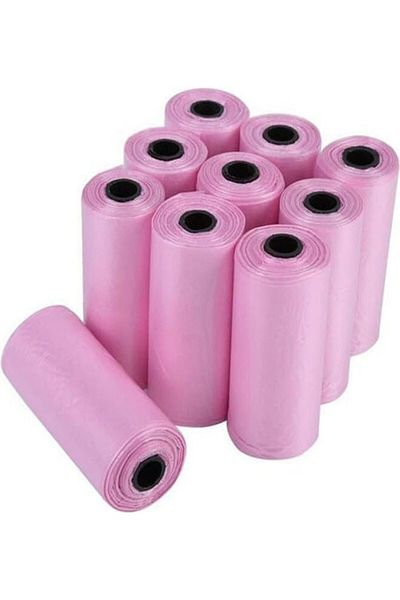waste bags أكياس نفايات حفاضات الحيوانات الأليفة أو الأطفال، وردية اللون، 10 لفات، أكياس براز الكلاب للاستخدام مرة واحدة