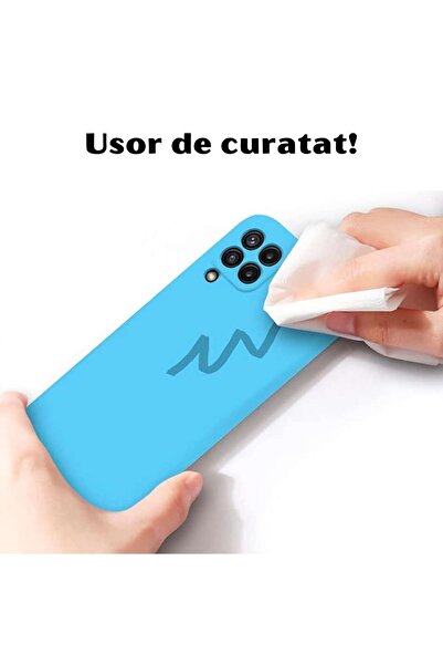 OEM Husă pentru Samsung Galaxy A22 4G din silicon cu interior din microfibră și protecție pentru cameră - Albastră