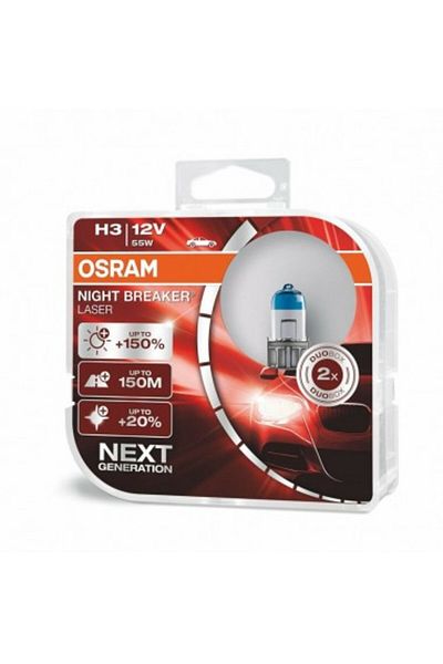 Osram Set de 2 becuri H3 Night Breaker Laser Next Generation +150% 12V 55W