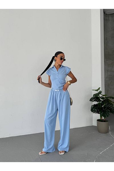 BYKUZEYARAS Women's Padded Short Sleeve Drawstring Detailed Double Design Suit Hidden Zipper Comfortable Cut
