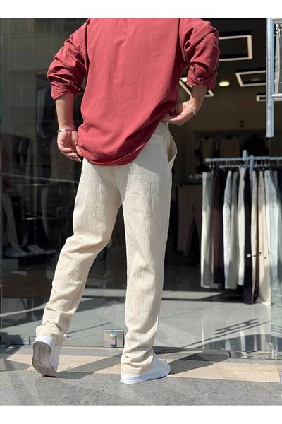 REX MODA Crinkle Linen Men's Jogger Pants