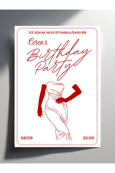 Siorina Events -10 Adet Birthday Party, Parti Davetiye, Doğum Günü Özel Gün D...