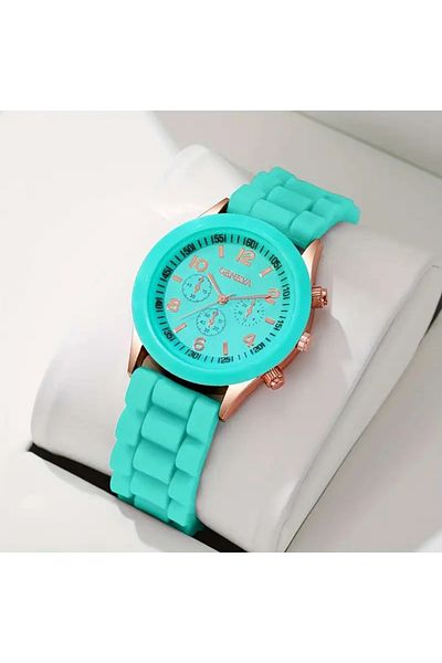 Geneva Women's Silicone Band Red Wrist Watch – Stylish and Sporty Design