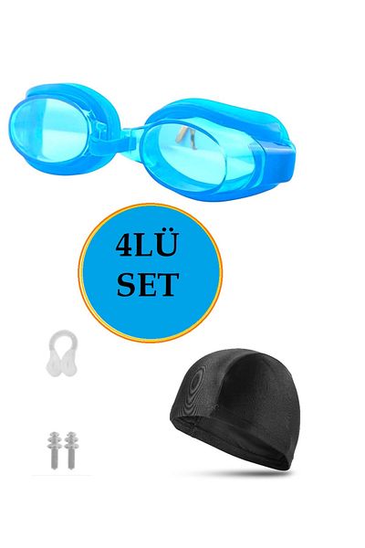 MUBX Pool Sea Swimming Goggles with Bonnet and Plug Uv Protection Swimming Set