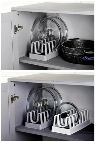 STOREMAX Sellbuystore Home Plastic 6 Compartment Pot Lid and Plate Organizer Organizer, Inside Cabinet V