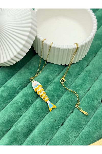 ilvesa shop New Season Non-Tarnish Moving Colorful Fish Steel Necklace