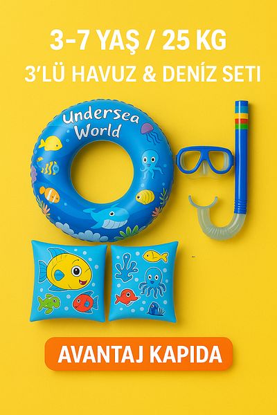 Avantaj Kapıda Children's 3-Piece Pool & Sea Set – Bagel, Armband, Goggles Snorkel (3–7 Years / 25 kg)