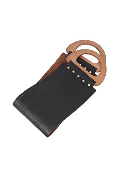 Ritzz Ghete pentru geantă medie cu mâner din lemn - Negru