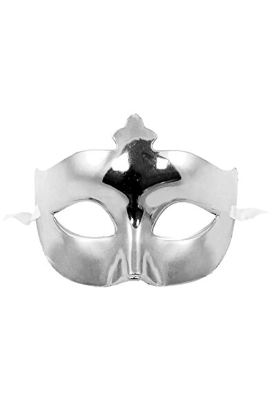 TanOzel Silver Color Costume Party Extra Shiny Prom Mask 15x10 cm