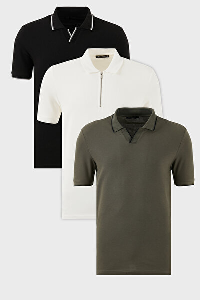 Buratti Tricou cu gât polo din bumbac, cu croiala normală, pachet de 3, pentr...