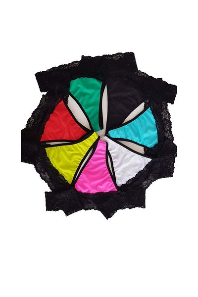 BLD by Exclusive Set of 7 thong panties, microfiber, lace, multicolor, FANTAZIA, BLD by Exclusive