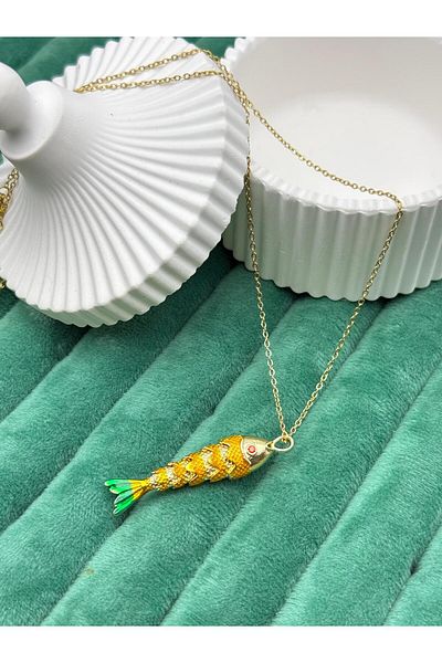ilvesa shop New Season Colorfast Moving Orange Fish Steel Necklace